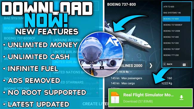 fitur Real Flight Simulator Mod Apk